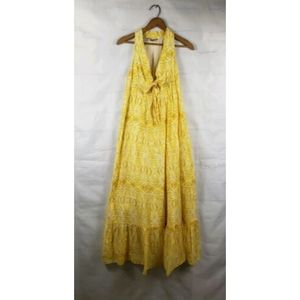 Anthropologie Dress Maxi Yellow Cotton Silk Batik